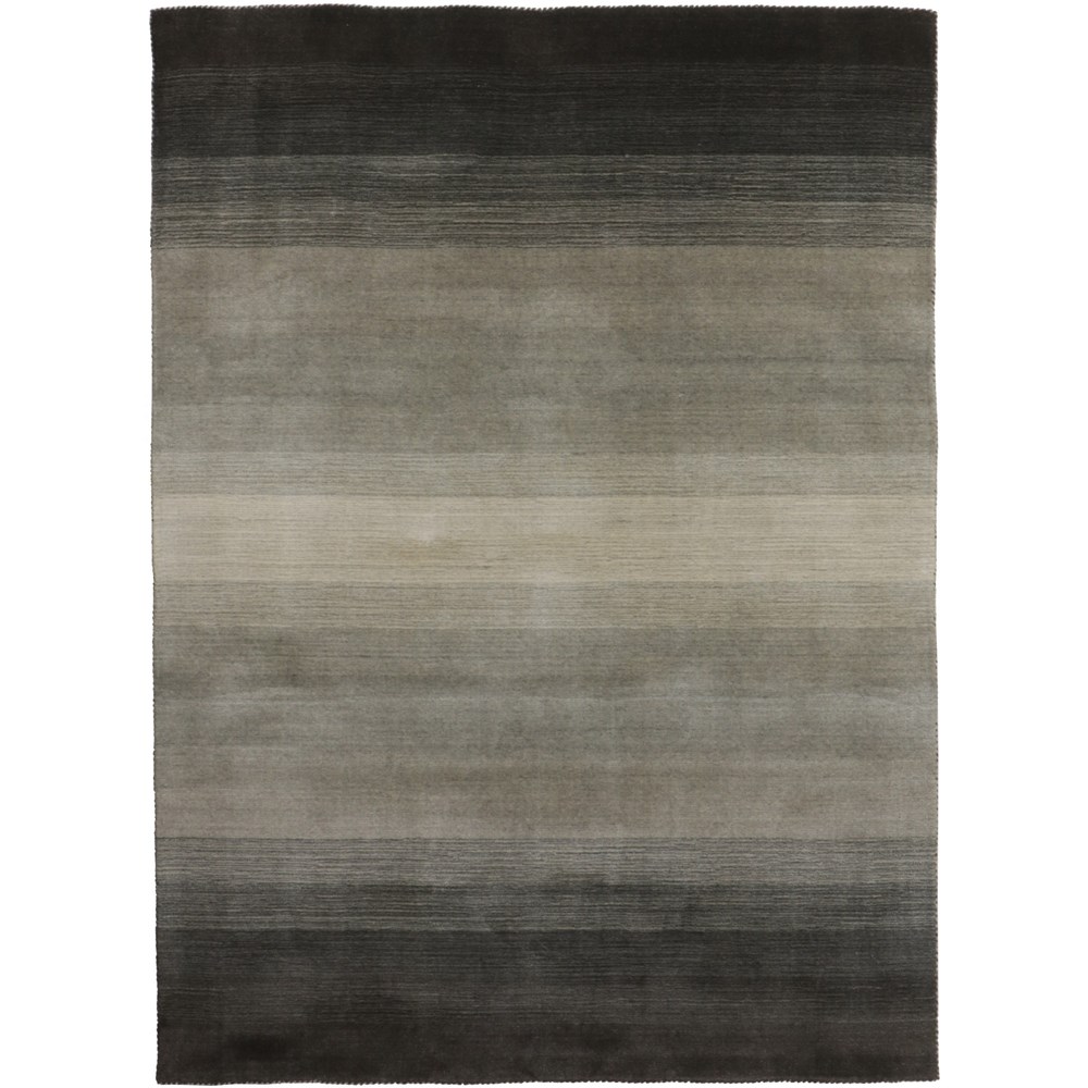 Panorama Modern Wool Striped Rug 6029 in Natural Grey